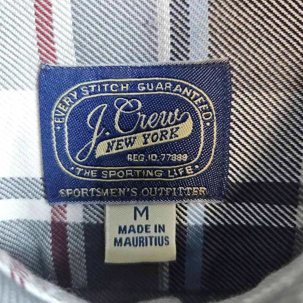 J Crew Men's Gray & Blue Plaid Long Sleeve Button Up Shirt Size M Cotton‎ Casual